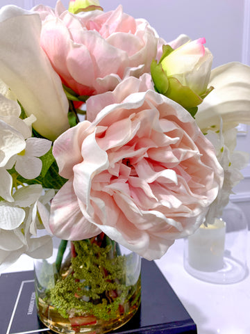 Pink Peonies White Calla Lily Hydrangea Arrangement